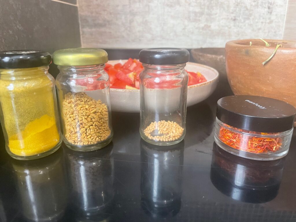 glass jars of all the spices